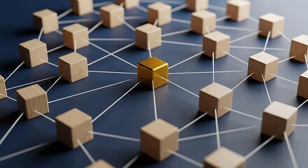 Central node stands out in network of interconnected blocks