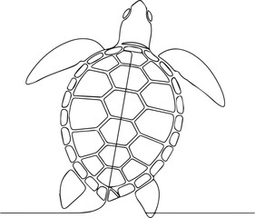 Obraz premium Turtle swimming in water with geometric pattern shell