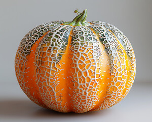 Close up of a cantaloupe with intricate netting pattern