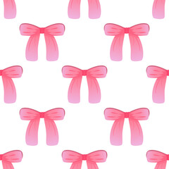 Vector illustration seamless pattern bow color beauty on isolated backgrounds. Valentine day concept congratulations, birthday and romance. Coquette pattern ribbon. Luxury gift for love, feminine.