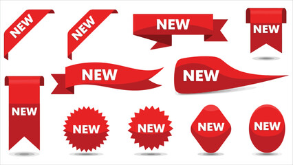 Red new arrival product labels and tags vector set.eps