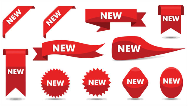 Red new arrival product labels and tags vector set.eps