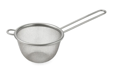 Metal kitchen sieve filtering tools studio shot