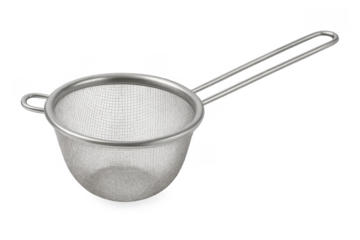 Metal kitchen sieve filtering tools studio shot