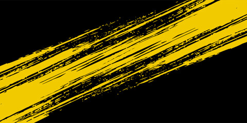 Abstract Black and Yellow Dirty Grunge Background with Halftone Effect. Sports Background with Brush Stroke Illustration