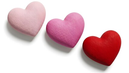 Obraz premium Three hearts in shades of pink and red