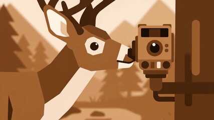 Deer's Discovery Animated Encounter With Modern Technology Motion Graphics Concept Design