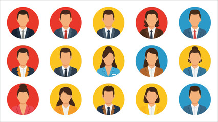 Set of business people avatar faces and profile icons.eps