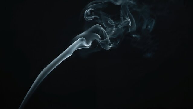 Thin white smoke rising against a black background. - Powered by Adobe