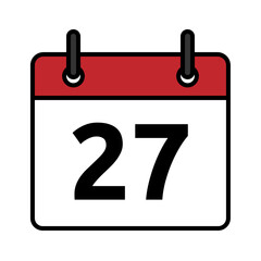 Calendar day icon number 27 flat design
