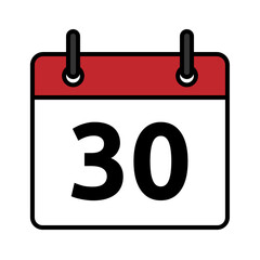 Calendar day icon number 30 flat design