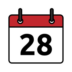 Calendar day icon number 28 flat design