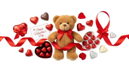 Valentine's day bear with chocolate hearts