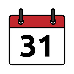 Calendar day icon number 31 flat design