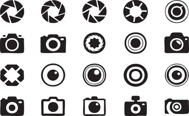 Black and white camera and lens set aperture