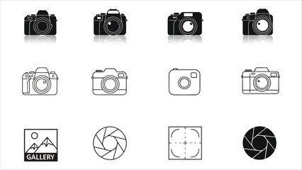 Set of flat photography camera icons and symbols.eps