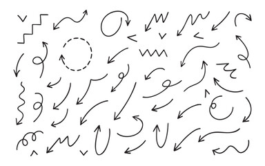 Collection of Hand Drawn Arrow Icons and Shapes.