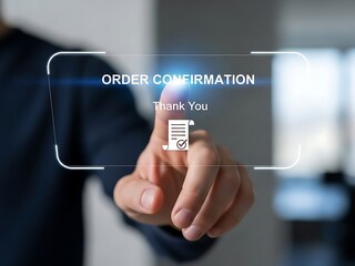 Digital Order Confirmation on Virtual Screen with Finger Touching Interface