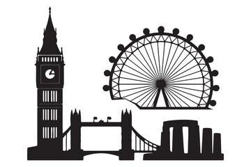 Iconic London and UK Landmarks Silhouettes Collection