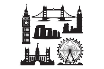 Iconic London and UK Landmarks Silhouettes Collection
