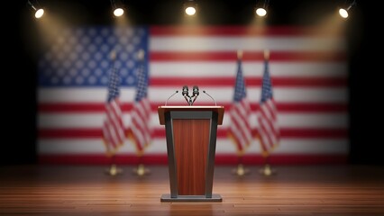 Patriotic podium set for official address