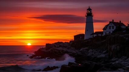 Sunset at portland head light