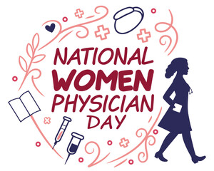 NATIONAL WOMEN PHYSICIANS DAY vector illustration isolated on white background
