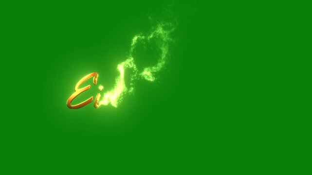 Luxury Animation Text &ldquo;Happy Eid Al Fitr&rdquo; | Elegant Gold Typography Green Screen