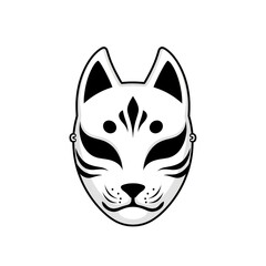 Fototapeta premium Elegant white fox mask illustration with bold black markings and decorative styling.