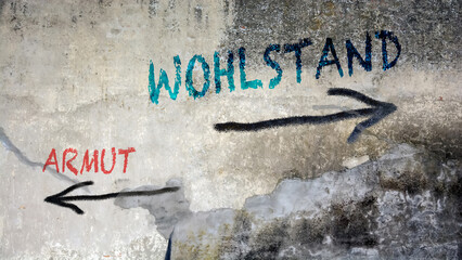 Signposts the direct way to wealth versus poverty