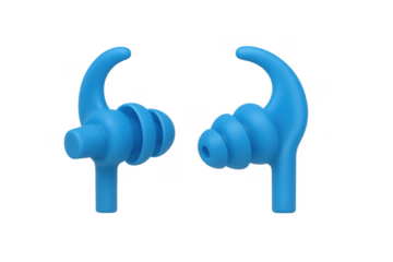 Blue earplugs providing hearing noise protection 3d icon