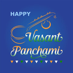 Happy Vasant Panchami indian festival illustration, vector greeting card.