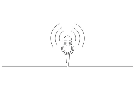 Singing microphone continuous one line drawing minimal style