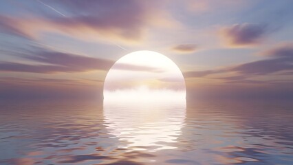 Serene sunrise over calm waters