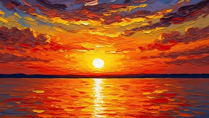 Vibrant sunset over calm waters