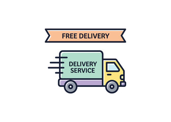 Free Delivery and Promo Badge Vector &ndash; Truck, Shipping, and E-Business Icons