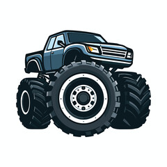 Obraz premium Dynamic illustration of a powerful blue monster truck built for extreme off-road racing