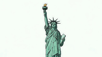 Fototapeta premium The Statue of Liberty stands tall with her torch and tablet