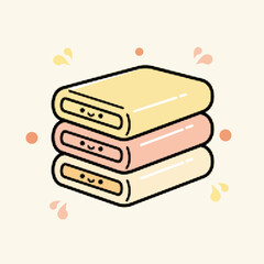 Halftone pop art dot stack of folded soft bath towels with cute smiling faces vector illustration