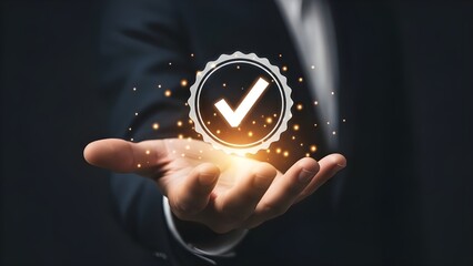 Business Approval and Verified Quality Assurance Concept with Check Mark