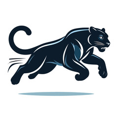 Obraz premium Dynamic vector illustration of a powerful black panther leaping, embodying speed and agility in motion.