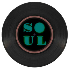 Soul Logo On Black Vinyl Record with Vintage Style-Soul Music ,60s ,70s