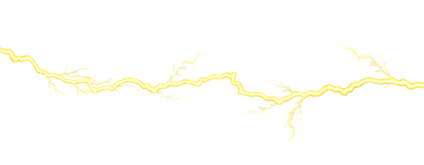 Electrical discharge lightning strike isolated on transparent background