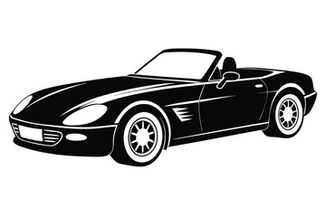 Naklejka premium A striking black convertible silhouette on a white canvas, a simple yet powerful representation of automotive freedom and style.
