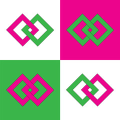Fototapeta premium Interlinked Squares: A vibrant composition of interconnected squares, each a bold hue of pink and green, creating a visual display of connection and synergy.