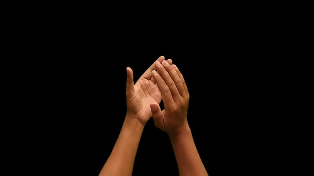 Hands clapping on a black screen background. Animated video of clapping hands