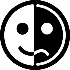 Obraz premium Duality of Emotion: An emblematic illustration depicting the contrasting states of joy and sadness, divided into halves to symbolize the spectrum of human emotion.