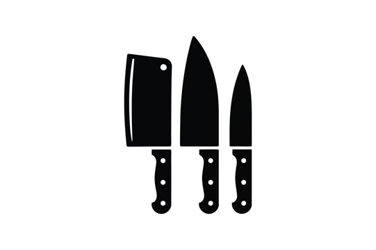 Three Kitchen Knives Silhouette