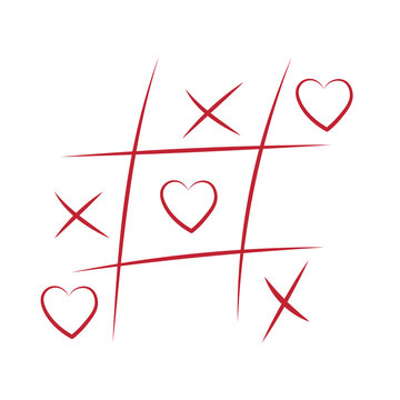 Hand-drawn tic-tac-toe game. Isolated vector illustration on a white background.