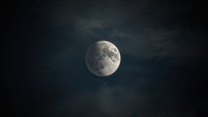 Moon from space with craters, illuminated by sunlight. Night sky and celestial body. Astronomy and space exploration concept. The moon's surface and night sky visualization.
